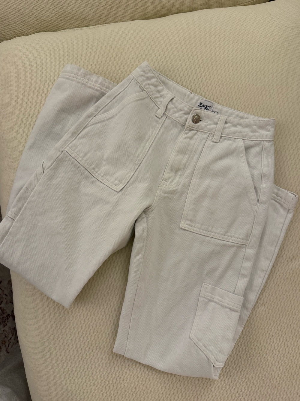 Princess Polly white cargo jeans